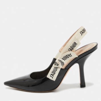 Pre Owned Dior Black Patent  J'adior Slingback Pumps Size 36