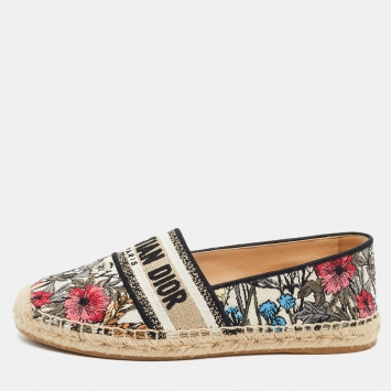 Pre Owned Dior Multicolor Canvas Jardin d'Hiver Granville Espadrille Flats Size 40