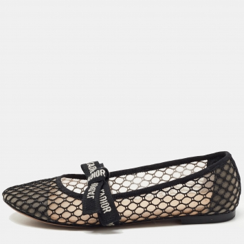 Pre Owned Dior Black Mesh Miss J'adior Ballet Flats Size 35