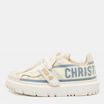 Pre Owned Dior White Rubber and Technical Mesh Dior ID Sneakers Size 37