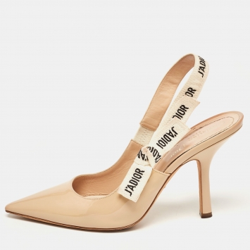 Pre Owned Dior Beige Patent  J'Adior Slingback Pumps Size 38.5 