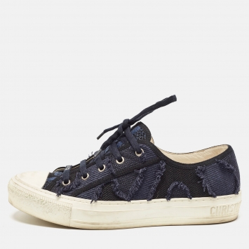 Pre Owned Dior Navy Blue Canvas Walk'n'Dior Low Top Sneakers Size 40 