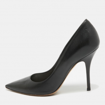Pre Owned Dior Black Leather Pointed Toe Pumps Size 38.5