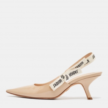 Pre Owned Dior Beige Patent J'Adior Slingback Pumps Size 39