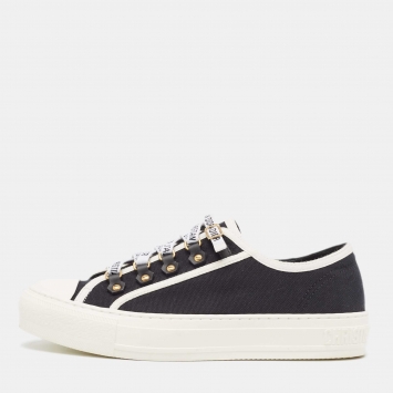 Pre Owned Dior Black Canvas Walk'n'Dior Sneakers Size 38 