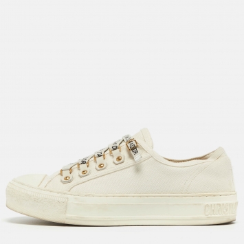 Pre Owned Dior Off White Canvas Walk'n'Dior Sneakers Size 36.5 
