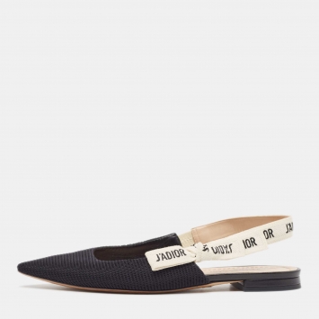 Pre Owned Dior Black Technical Fabric J'adior Slingback Flats Size 36