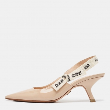 Pre Owned Dior Beige Patent J'Adior Slingback Pumps Size 37.5
