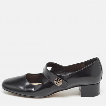 Pre Owned Dior Black Leather Mary Jane Pumps Size 37.5   