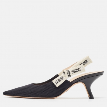 Pre Owned Dior Black Technical Fabric J'adior Slingback Pumps Size 40.5