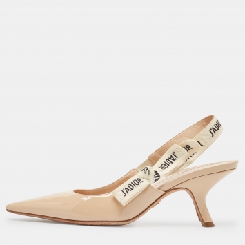 Pre Owned Dior Beige Patent J'Adior  Slingback Pumps Size 38