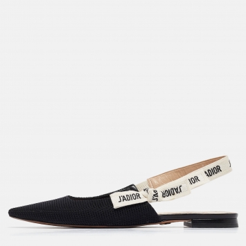 Pre Owned Dior Black Technical Fabric J'adior Slingback Flats Size 39.5