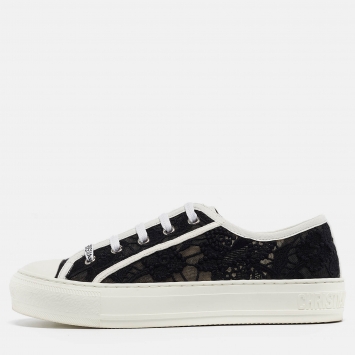 Pre Owned Dior Black Embroidered Mesh Walk'n'Dior Sneakers Size 37