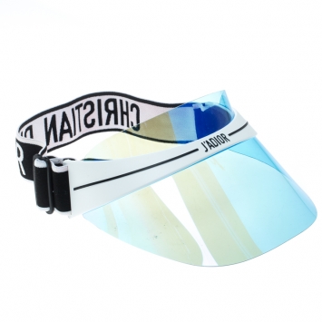 Pre Owned Dior Iridescent Blue and White Logo Detail DiorClub1 Sun Visor