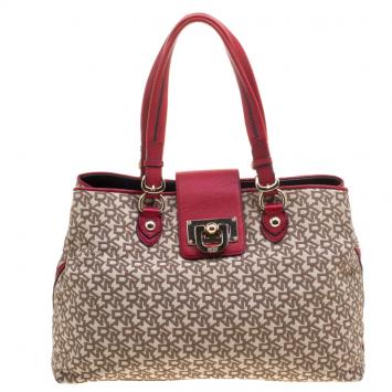 مملوكة مسبقًا DKNY Beige Signature Canvas Tote