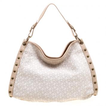 Pre Owned DKNY Beige Canvas Signature Hobo