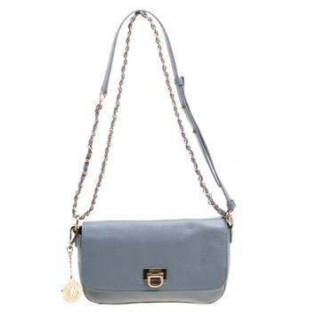 Pre Owned DKNY Grey Leather Crossbody Bag