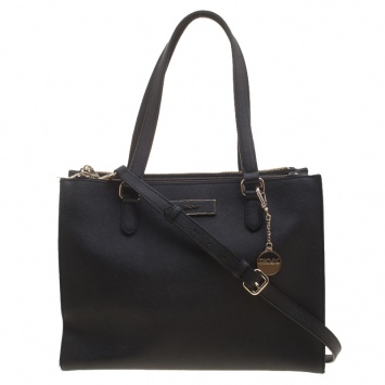 مملوكة مسبقًا DKNY Black Leather Double Zip Convertible Tote