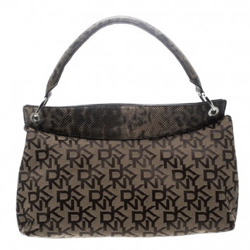 مملوكة مسبقًا Dkny Beige Signature Canvas Hobo