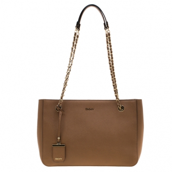 Pre Owned DKNY Light Brown Leather Bryant Park Tote