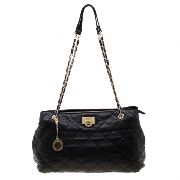 مملوكة مسبقًا DKNY Black Quilted Leather Tote