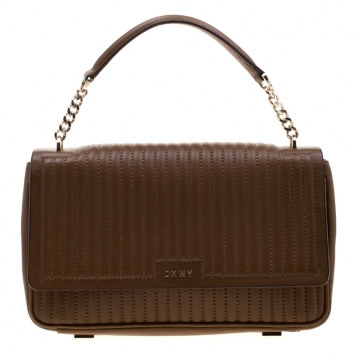 Pre Owned DKNY Brown Quilted Leather Gansevoort Crossbody Bag