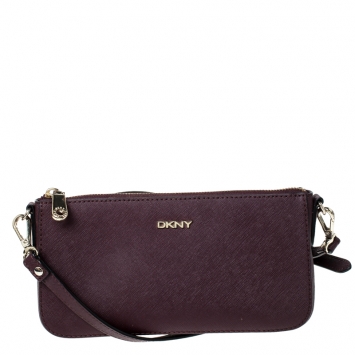 مملوكة مسبقًا Dkny Burgundy Leather Zip Crossbody Bag