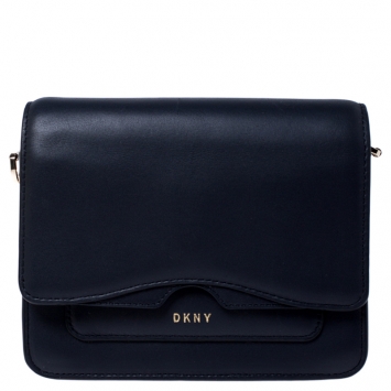 Pre Owned DKNY Navy Blue Leather Bag