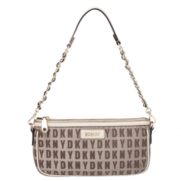 Pre Owned DKNY Beige/Brown Monogram Canvas Pochette