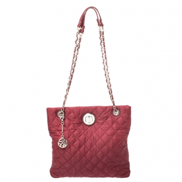 Pre Owned DKNY Red Quilted Nylon Shoulder Bag