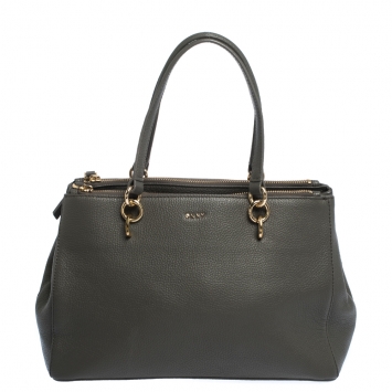 مملوكة مسبقًا Dkny Grey Leather Double Zip Tote