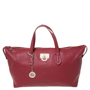 مملوكة مسبقًا Dkny Red Leather Top Zip Tote