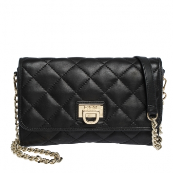 Pre Owned DKNY Black Quilted Leather Flap Chain Shoulder Bag