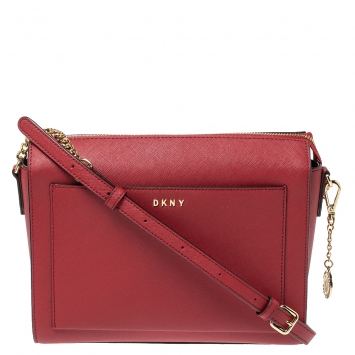 مملوكة مسبقًا Dkny Red Leather Ava Zip Crossbody Bag