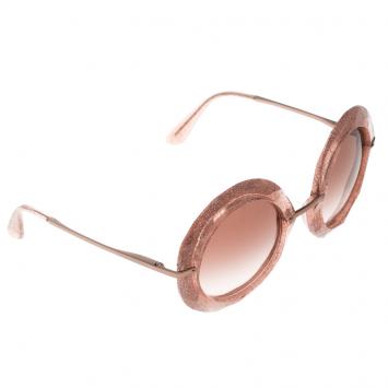 Pre Owned Dolce and Gabbana Pink/ Brown Gradient DG 6105 Round Sunglasses