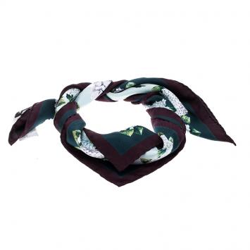 Pre Owned Dolce and Gabbana Multicolor Hydrangea Print Silk Square Scarf