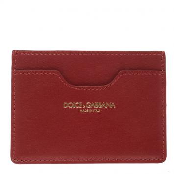 Pre Owned Dolce and Gabbana Red Leather Card Holder