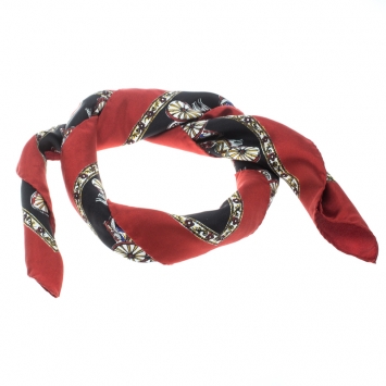 Pre Owned Dolce and Gabbana Lemon and Italian Cart Print Polka Dotted Silk Square Scarf