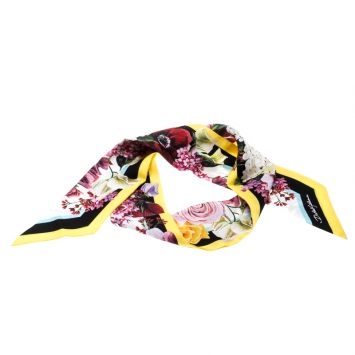 Pre Owned Dolce & Gabbana Multicolor Floral Printed Silk Bandeau Scarf