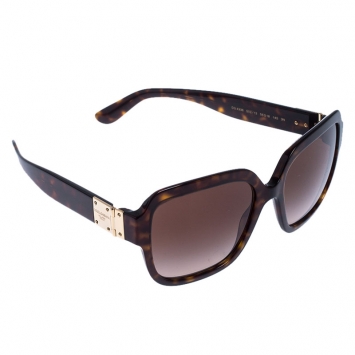 Pre Owned Dolce & Gabbana Dark Brown Tortoise DG 4336 Square Sunglasses 