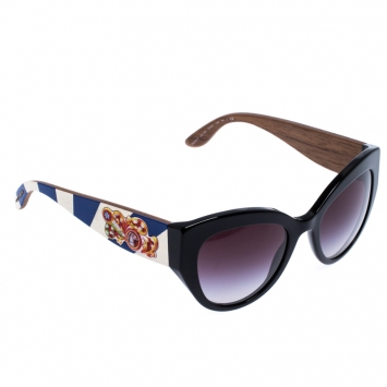 Pre Owned Dolce & Gabbana Black/Black Gradient DG4278 Sicilian Carreto Cateye Sunglasses