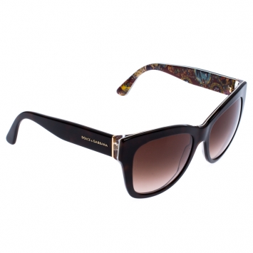 Pre Owned Dolce & Gabbana Havana/Brown Gradient DG4270 Sicilian Carretto Cateye Sunglasses