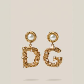 Pre Owned Dolce & Gabbana Gold Gold-Tone Faux Pearl Clip Earrings