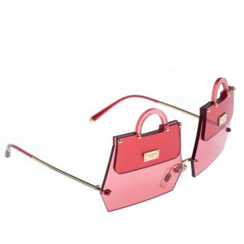 Pre Owned Dolce & Gabbana Transparent Red/Gold DG2218 SICILY BAG Sunglasses