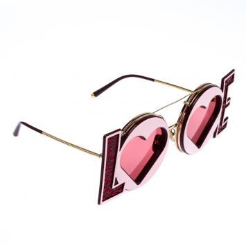 Pre Owned Dolce & Gabbana Red/Gold DG2217 LOVE Sunglasses