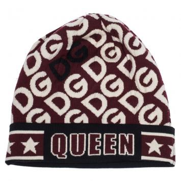 Pre Owned Dolce & Gabbana Multicolor DG Mania Print Wool Plain Knit Beanie