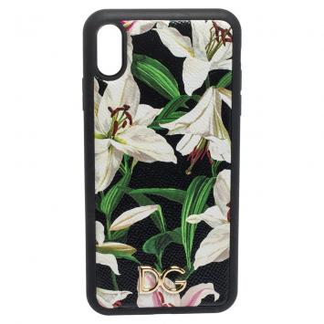 Pre Owned Dolce & Gabbana Multicolor Floral Print Leather Logo Plaque iPhone XS Max Cover
