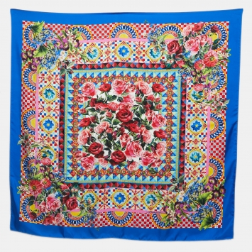 Pre Owned Dolce & Gabbana Multicolor Mambo Print Silk Square Scarf