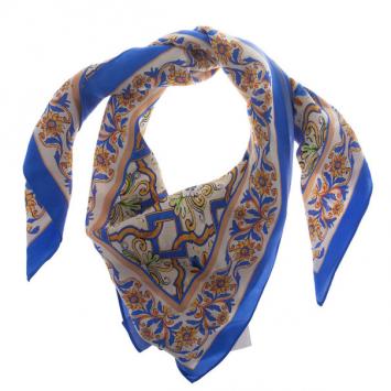 Pre Owned Dolce and Gabbana Blue Ceramic Temple Square Scarf