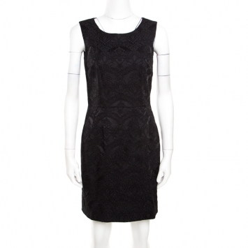 Pre Owned Dolce and Gabbana Black Floral Embroidered Jacquard Sleeveless Dress S